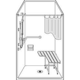Best Bath Systems :: One piece 38” x 38” Barrier Free shower with .5 inch threshold - Smooth