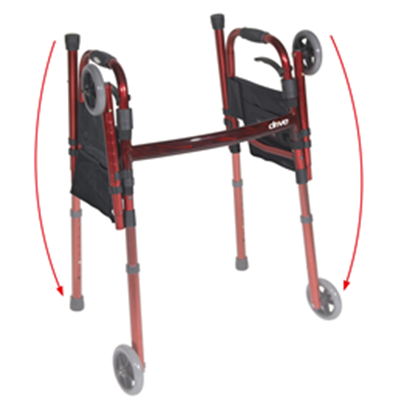 Image of Portable Folding Travel Walker With 5" Wheels And Fold Up Legs