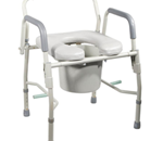 K.D. Deluxe Steel Drop-Arm Commode with Padded Seat - Easy to assemble frame.
Padded open front vinyl to