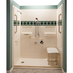 Bathroom Safety :: Best Bath Systems :: Five piece 60” x 30” barrier free shower with 1.75 inch threshold - Diamond Tile
