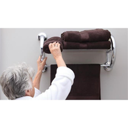 2-in-1 Grab Bar and Towel Shelf, Chrome 2-in-1 Grab Bar and Towel Shelf, Chrome