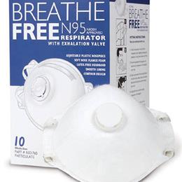 N95 Respirator Mask w/Valve Breathe-Free Bx/10 N95 Respirator Mask w/Valve Breathe-Free Bx/10