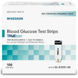 Blood Glucose Test Strips McKesson TRUEtest 100 Test Strips per Box