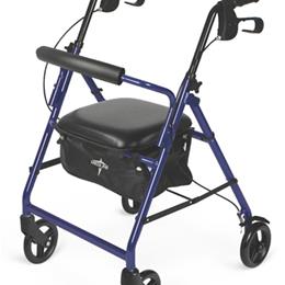 Rollator 4-Wheel Blue w/Padded Seat Blue -Medline