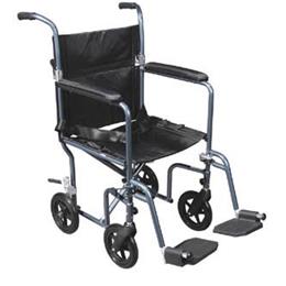 Drive Medical :: Transport Chair Dlx  19   Red Fly-Weight Alum w/Rem Wheels